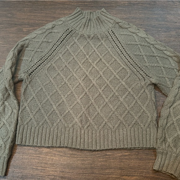 American Eagle Outfitters Sweaters - American Eagle Outfitters Green Off-the-Shoulder Sweater